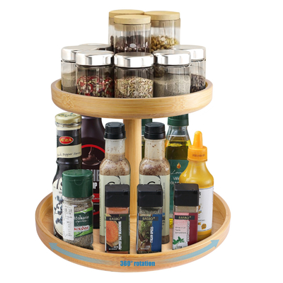 Στάσιμο Τύπος 2 Τάξη Φυσικό Μπαμπού Lazy Susan Turntable Οργανωτής για σύγχρονη κουζίνα