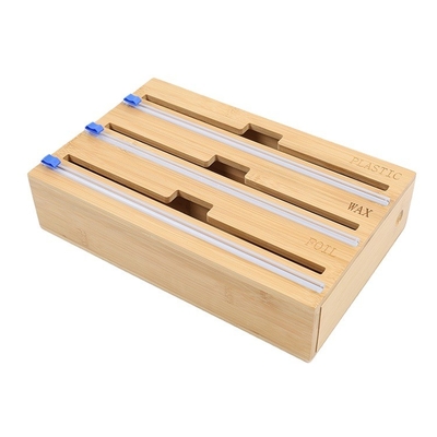 Τείχος Mount GLOSSY μπαμπού 3 σε 1 Wrap Dispenser με κόπτη και οργανωτή 35.5*25*7.8cm