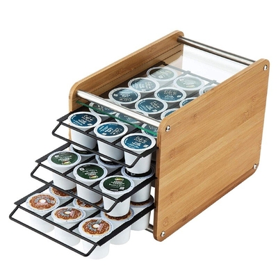 Τρίπλα στρώματα μπαμπού Κ-cup Caddy αποθηκευτικό κουτί με 45 Holder Organizer CE / EU πιστοποιημένο