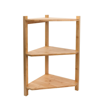 Ανεξάρτητο μπάνιο μπαμπού Rack 3 Tier Corner Shelf μονάδα