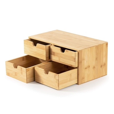 4 Τακτοποιημένο κουτί 2 Tier Desk Οργανωτής Μπαμπού ντουλάπι με συρτάρια και φιλικό προς τον προϋπολογισμό
