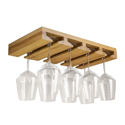 BAMBOO Home Bar Wall Mount Wine Glass Hanging Rack Cup Hanger Goblet Shelf Locker (Παγκόσμιο κατάστημα για το κρασί)